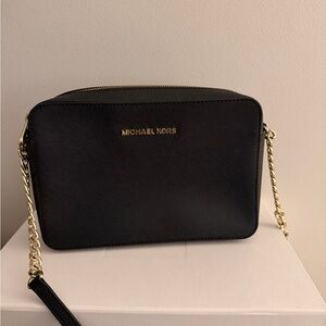 Michael Kors Black Crossbody with Gold Chain